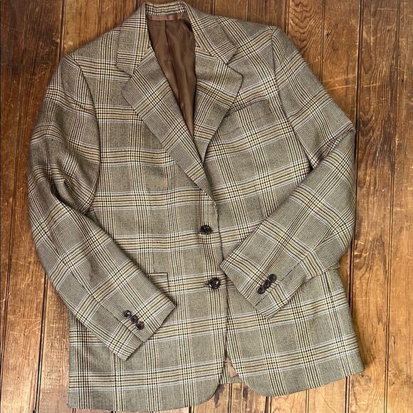Women’s Maus and Hoffman Oxford Clothes cashmere Brown Plaid Blazer size 6 - Picture 1 of 8